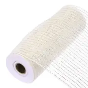 10 Inch Glitter Poly Burlap Mesh for Wreath Mesh Ribbon 10 Yard White & Gold