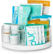 [YouCopia] Crazy Susan Lazy Susan Organizer, 3 BPA-Free Removable Clear Bins with Handles, Rotating Storage Turntable for Kitchen Cabinet, Pantry and Bathroom Organization
