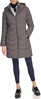 Calvin Klein Women's Long Chevron Bib-Front Lightweight Jacket