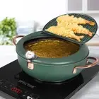 Toque Japanese Tempura Deep Frying Pot Thermometer Kitchen Fryer Pan 24cm Silver