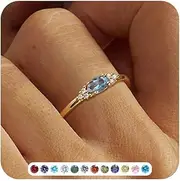 [FUNEIA] Gold Birthstone Rings for Women Non Tarnish Trendy Stackable Gold Rings that Don't Tarnish Dainty Emerald Green Gemstone Cubic Zirconia Wedding Engagement Ring for her Birthday Gifts Jewelry