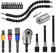 21PCS Drill Bit Ex ion Set with 105° Angle Drill Bit Ex ion & 1/2 3/8 1/4 inch Universal Socket Adapter & Drill Bit Holder & Scre River Bit Kit & Universal Socket Multicolor One Size
