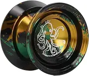 [Focket] Unanswered Yoyo, Metal Yoyo for Adults Advanced Yoyo Players, Professional Yoyo with 3 String Yoyo Glove, Yoyo Ball for Kids Bind Return (Black Gold)