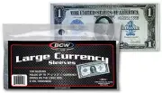 100 BCW LARGE CURRENCY SLEEVES, 2 MIL THICK FITS UP TO 7-7/16 X 3-1/4 NOTES#CS16