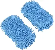 TIDTALEO 2pcs Microfiber Chenille Car Wash Gloves Soft and Absorbent Auto Cleaning Mitts for Car Care Sky Blue