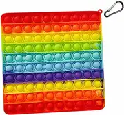 Big Push Pop Bubble Fidget Sensory Toys, Autism Special Needs Anxiety Stress Relief Silicone Pressure Relieving Toys Reliever, Rainbow Square Squeeze Toys for Kids Children Adults，100 Bubbles