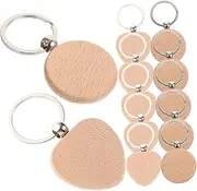 HOMSFOU 12Pcs Unfinished Wooden Keychains Blanks for DIY Crafting Supplies for Custom Name Tags Bag Decor and Present Making Key Tags for Personalization