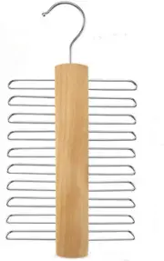 Wood Tie Rack Holder Tie & Hanger Storage Non Slip Clips Finish 20 Hooks