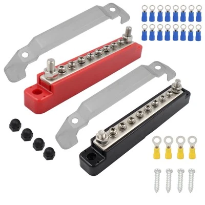 12V 150A DC Bus Bar Marine 1/4" #8 Stud Power Distribution Block For Car Boat