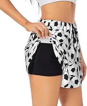 [JBYJBX] Black and White Soccer Ball Pattern Print Shorts Athletic Running Women's Workout Pockets Gym Quick-Dry Sport Hiking Elastic