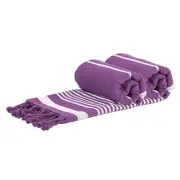 2x Deluxe Turkish Cotton Bath Towels Beach Sauna Hammam 170cm x 90cm Purple