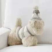 Pottery Barn Doodle Poodle Faux Fur Dog with Sweater pillow