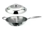 Stainless Steel 32cm Wok, Lid, Cookware, Frying Pan, Kitchen, Professional, 304