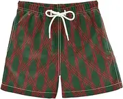 [RPLIFE] Kids Swimming Shorts, Anti-Chafe Swim Trunks Boys 2 T, Dark Green Maroon Red Plaid