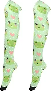 [Caihoyu] Women'S Knee-High Socks Elastic Leg Warmers Knee High Leg Warmer for Parties Cartoon Cute Frogs, Cartoon Cute Frogs