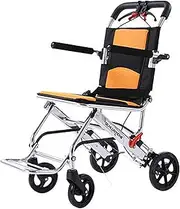 Lightweight Aluminium Wheelchair, Folding Wheelchair Aluminium Alloy Portable Transport Wheelchair Trolleys for Elderly Aircraft Travel(B)