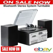 Bluetooth Stereo System Turntable Vinyl Record Player Cassette Recorder CD USB