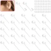 [FANCY NOVA] Clear Plastic Earrings For Sports, Clear Stud Earrings, Ball Invisible Earring Posts For Sensitive Ears with Soft Rubber Earring Backs for Surgery and Sleep (200 pieces/100 Pairs)