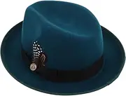 [HORIALENCE] Stylish Felt Fedora Hat for Men and Women Classic Jazz Hat with Unique Bowknot Decoration for Parties Weddings and Performances Green