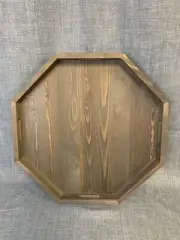 Gray Wood Decorative Serving Tray Geometric Octagon Shaped Coffee Table with Han