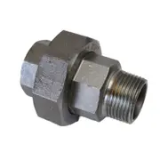 Union Male / Female Black Steel Pipe Fittings - Brass Seat BSP