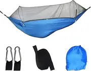Lightweight Camping Hammock with Mosquito Net - High Strength Parachute Fabric for Outdoor Trips(Blue,2pcs)