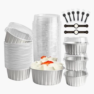 Round Cupcake Foil Liners Tart Pie Tin Pan Holder ,Mini Aluminum Foil Cupcake...