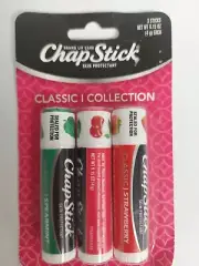NEW Lot of 3 Chapstick Classic Cherry Strawberry Spearmint Flavor Lip Balms