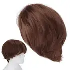 Men Short Light Brown Wig Male Short Straight False Hair Full Wig For Costum NOW