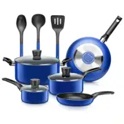 11 Piece Aluminum Nonstick Cookware Set in Blue