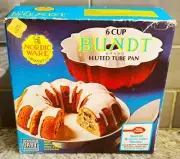 RARE Vintage Nordic Ware 6 Cup Bundt Fluted Tube Pan w/ Almond Exterior (NIB)