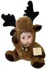 Babes in the Wild Plush Reindeer Doll Porcelain Faced New