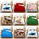 Fallen Leaves White Blue Red Yellow MappleLeaf Doona Duvet Quilt Cover Bed Set