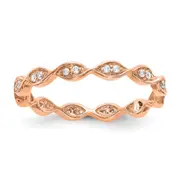 Solid Real 14k Rose Gold Polished Vintage Pave Size 5.5 CZ Eternity Wedding Band Ring
