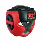Boxing Full Face Head Guard Black/Re Helmet Kick boxing MMA Krav Maga Protection