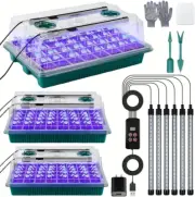 3 Pack 80 Cells Seedling Tray, Seed Starter Tray with 6 LED Grow Lights, Seed Ge