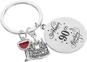 [HORIALENCE] Happy Birthday Keychain Charm Pendant for Cake Wine Glass Unique present for Men Women Versatile Bag Hanging Keyring for Celebrations
