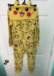 POKEMON Pikachu Boy's 6/7 Hooded Costume Soft Fleece Pajama Sleeper NEW