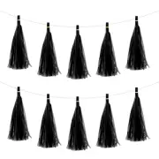50Pcs Black Tassel Garland Banner with Rope