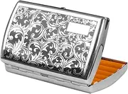 [Lorxilar] Cigarette Case Copper Portable Double Sided Spring Clip Cigarette Case Holds 12 Cigarettes Smoker,One Size,Silver