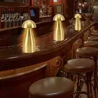 (Golden)Metal Mushroom Table Lamp Dimmable Mushroom Decor Night Light Cordles