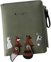 [WRITWAA] Nimal Pattern RFID Wallet Women's Pu Leather Coin Purse Card Holder Short Coin Pouch Fashionable Change Bag for Women
