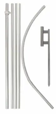 15ft Windless Advertising Flag Pole & Ground Spike 6 Pc Kit For Windless Banners