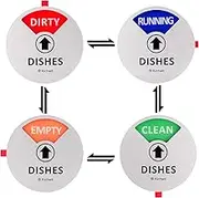 Kichwit Dishwasher Magnet Clean Dirty Sign Indicator with Running and Empty Options, Works on All Dishwashers, Non-Scratch Strong Magnetic Backing, Residue Free Adhesive Included, 4 Inch, Silver