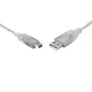 8WARE USB 2.0 Cable 3m A to B 5-pin Mini Transparent Metal Sheath UL Approved