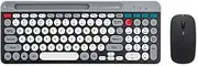 Labymos Dual-Mode Wireless Keyboard & Mice Combo 2.4G BT5.0 Membrane Keyboard BT 3-Channels Can C Connect Four Devices Rechargeable Keyboard Two Mode Connectivity Ergonomic Design Support PC, Laptop,