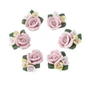 Pink Flower Handmade Porcelain Cabochons China Clay Beads 21~24x22~23x12~12.5mm