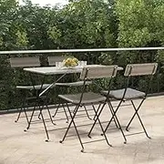 Folding Bistro Chairs 4 pcs Grey Poly Rattan Steel Outdoor Patio Furniture