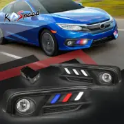 Bumper Fog Light Lamp w/3-Color LED DRL Bezel Cover+Switch for 16-17 Honda Civic (for: Honda)