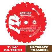 DIABLO 7-1/4In. 24-Teeth Demo Demon Framing/Demolition Circular Saw Blade for Wo